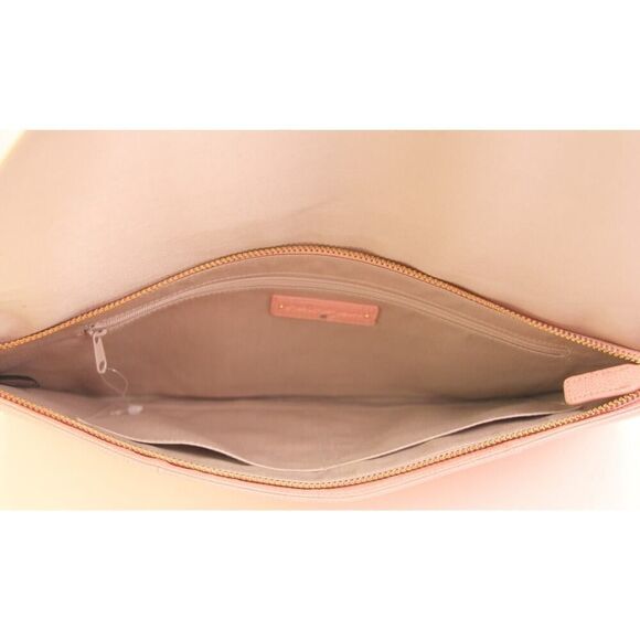 Halogen POWDER PINK REAL LEATHER CHAIN STRAP ENVELOP SHOULDER BAG HANDBAG CLUTCH - Picture 9 of 15